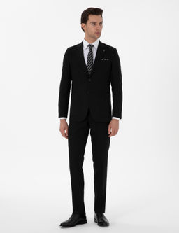 Siyah Slim Fit Keten Kar___ml_ Tak_m Elbise