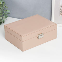 Шкатулка кожзам для украшений Кремовая матовая 9х23х17 см