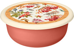 Цена за 2 шт. Миска 1,2л с крышкой с декором (оранжевый) 222143205/04