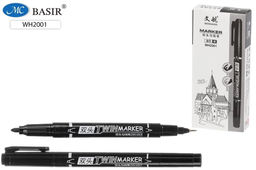 Цена за 3 шт. Маркер для CD Basir двухсторонний 0.5/1 мм, черный (WH-2001)