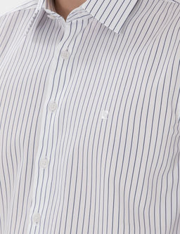 Lacivert Slim Fit _izgili Uzun Kollu G_mlek