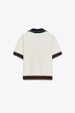 STITCHED KNIT CARDIGAN WITH SHORT SLEEVES - Zara фото 7