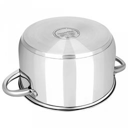 Кастрюля из нержавеющей стали "Greta" 6,0л, д21,3см, h13,4см, s0,4см, дно s1,3см, стеклянная крышка, "Appetite" (Китай)