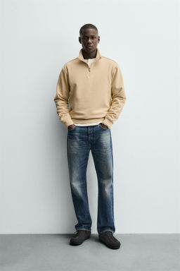 SUDADERA CUELLO CREMALLERA B?SICA / paja