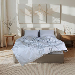 Постельное бельё евро «Этель», модал, серое
