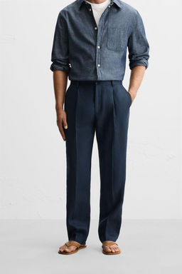100% LINEN PLEATED TROUSERS - Zara фото 23