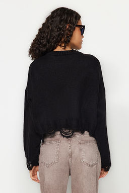 Antrasit Crop Super Genis Kal?p Yumusak Dokulu Ak?tma Detayl? Triko Kazak TWOAW24KZ00319 - Trendyolmilla фото 11