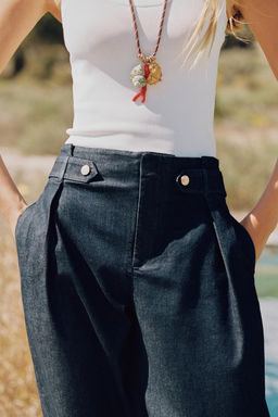 WIDE-LEG PAPERBAG TROUSERS - Zara фото 3