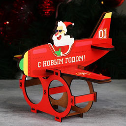 Органайзер для бутылок Дед мороз в самолете - Зимнее волшебство фото 3