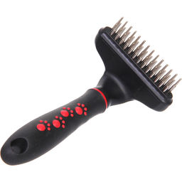 Расческа для удаления колтунов "ПРОФФ - МОЙ БРО", прорезиненная ручка, цвет красный/черный, 9*15см