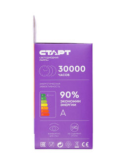 Цена за 2 шт. Лампа светодиодная СТАРТ, 20 Вт, Е27, 4000К, 1600 Лм, холодный (нейтральный) свет