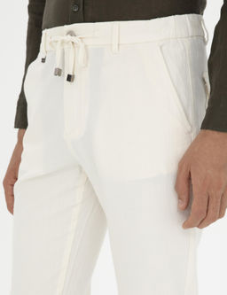 Брюки из льняной ткани цвета экрю-морковки - Cacharel фото 6