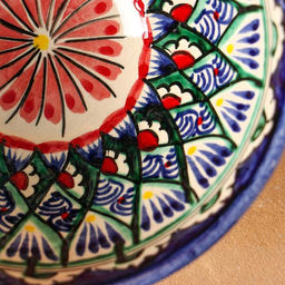 Бульонница узбекская Риштанская Керамика «Цветочная», 550 мл, d=15 см, синяя