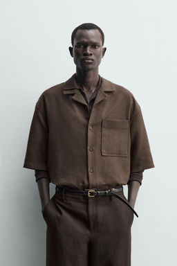 CAMISA BOXY FIT ESTRUCTURA / Marr?n - Zara фото 2