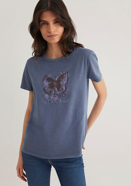 Kelebek Bask?l? Mavi Istanbul Tisort  фото 2