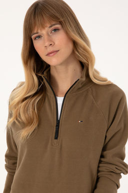 Kad_n A__k Haki Fermuarl_ Dik Yaka Polar Sweatshirt - U.s. polo assn фото 2