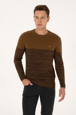 Erkek Slim Fit Bisiklet Yaka Haki Kazak - U.s. polo assn фото 3
