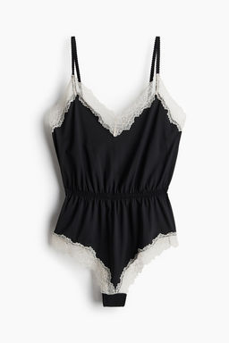 Body de microfibra con ribetes de encaje - H&m фото 6