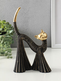 Сувенир полистоун "Кошка в клёшах" чёрно-золотая 7,5х15х25 см