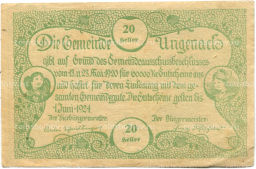 20 геллеров 1920 года Австрия Унгенах (нотгельд)
