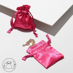 Цена за 50 шт. Мешочек подарочный атласный, 7x9см, цвет ягодный - Simaland фото 2