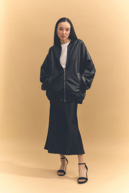 Бомбер из гладкой экокожи - Mollis фото 4