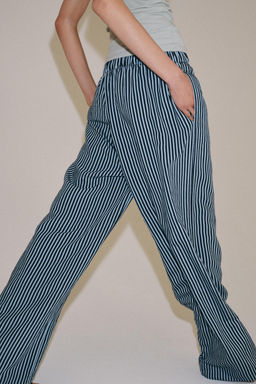 PANTAL?N WIDE LEG RAYAS ZW COLLECTION / Azul - Zara фото 4