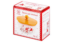 Банка д/печенья 14,8*14,8*11,5 см 760 мл Весёлые гномики с деревянной крышкой - Elan gallery фото 25