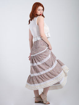 Юбка ярусная с натуральным кружевом - Almond фото 3