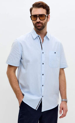 Рубашка к/р лен F611-0485 l.blue - Fine joyce фото 8