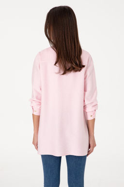 Kad_n A__k Pembe Dokuma Tunik G_mlek