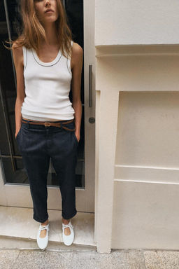 CHINO TROUSERS WITH BRAIDED BELT - Zara фото 2