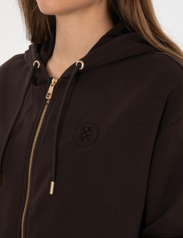 Kahverengi Comfort Fit Fermuarl_ Sweatshirt
