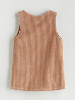 Bisiklet Yaka K?z ?ocuk Kadife Salopet Elbise