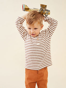 Bisiklet Yaka Uzun Kollu ?izgili Erkek Bebek Ti??rt - Waikiki фото 3