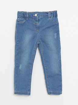 Beli Lastikli Basic K?z Bebek Jean Pantolon