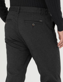 Antrasit Slim Fit _izgili Kanvas Pantolon
