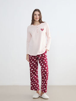 Kalp Bask?l? Hamile Pijama Tak?m