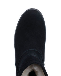 Полусапоги женские на литой подошве., Черные. Замша. Молния. Подклад овчина.