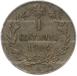 Монета 1 чентезимо 1904 года Италия