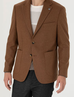 Kiremit Slim Fit Y_n Kar___ml_ Ceket
