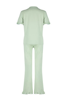 Trendyolmilla Mint %100 Pamuklu F?rf?r Detayl? Orme Pijama Tak?m? THMSS24PT00223 фото 13