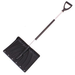 Лопата для уборки снега, пластиковый ковш 440 × 315 мм, металлическая планка, алюминиевый черенок, с ручкой