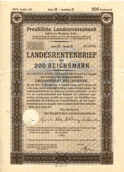 Облигация 4,5% 200 рейхсмарок 1937 года Германия