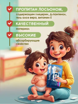EMILY STYLE влажн.полотенца (60шт) Лайт Детские без отдушки 0+, XL размер, соты, розово-голубые
