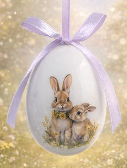 Подвеска, пасхальное яйцо, 6 см, пенопласт, Кролики, Interior Easter