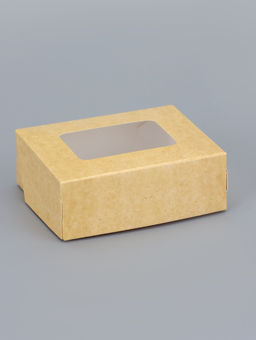 Цена за 20 шт. Контейнер на вынос, с окном, крафт, 10×8×3.5 см