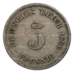 Монета 5 пфеннигов 1896 года J Германия