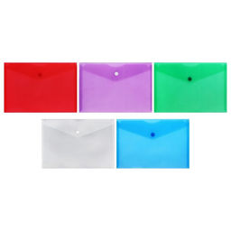 Цена за 2 шт. Набор папок-конвертов на кнопке А5 150мкм Calligrata прозрачные, микс 5шт