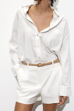 DARTED BERMUDA SHORTS WITH BELT